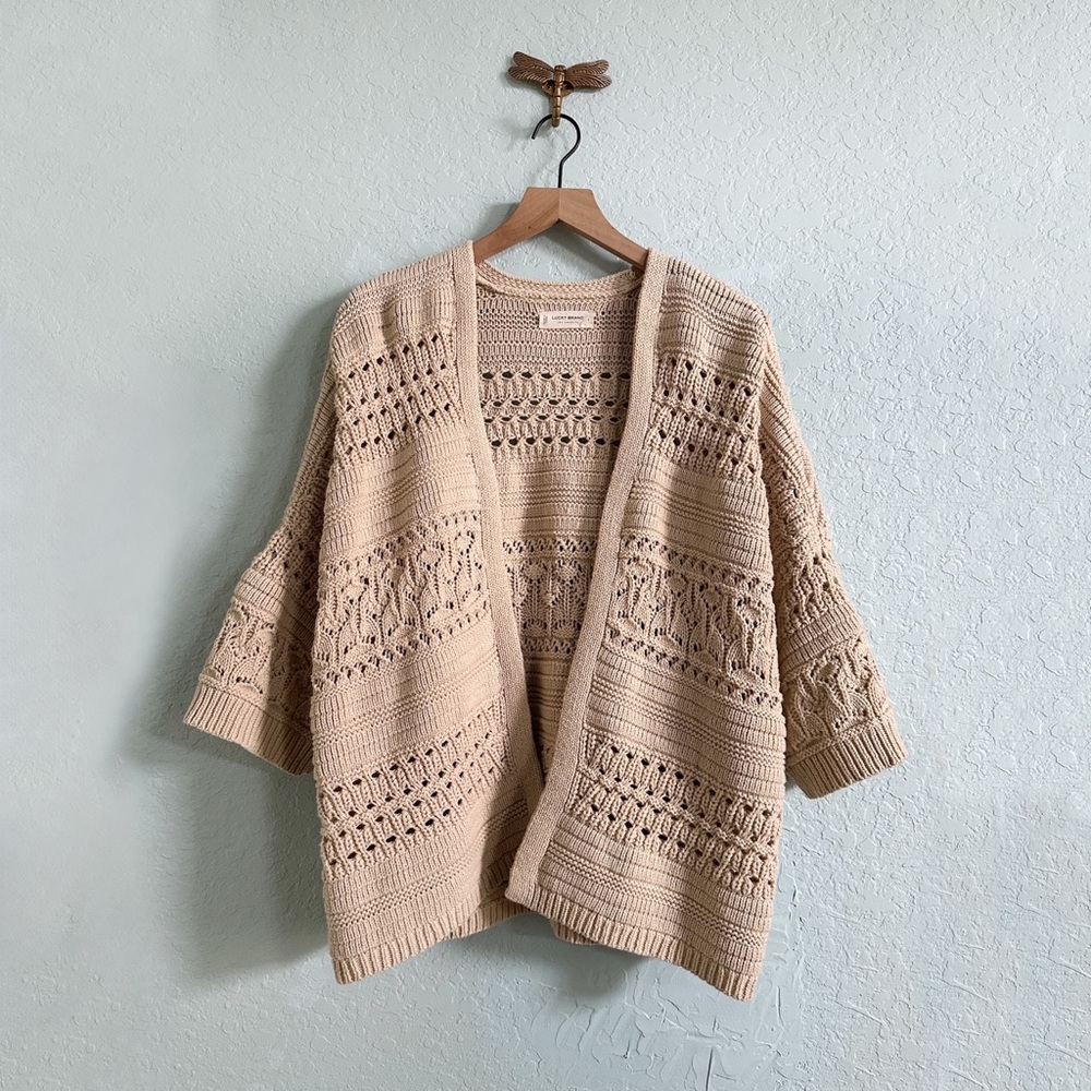 Lucky Brand•Crochet Cardigan•Oyster Grey